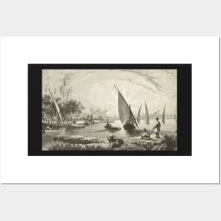 Engraving River Nile Scene Egypt 1881 Posters and Art